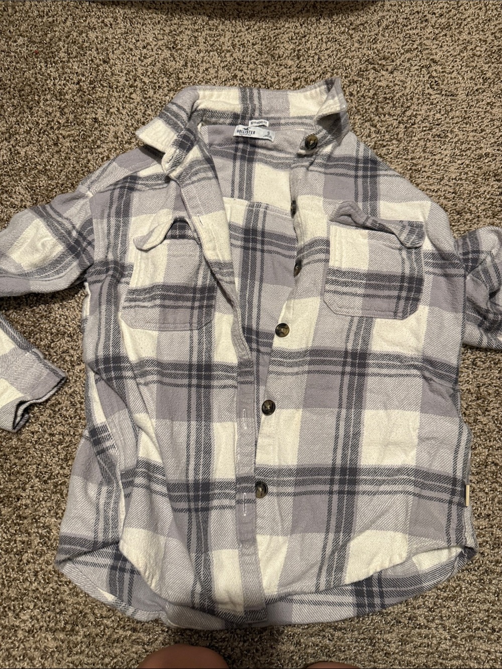 Hollister White & Gray Plaid Button-Down Shirt - Kids